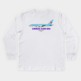Airbus A380-800 - Korean Air Kids Long Sleeve T-Shirt